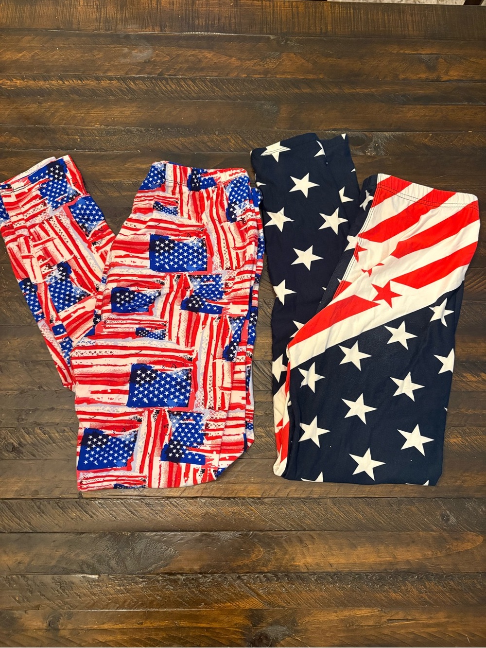 Kids' Red, White & Blue Patriotic Star and Flag Leggings